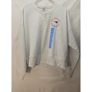 New England Patriots Sweater Womens Size Large Oversized Dolman Sleeve Gray 6553